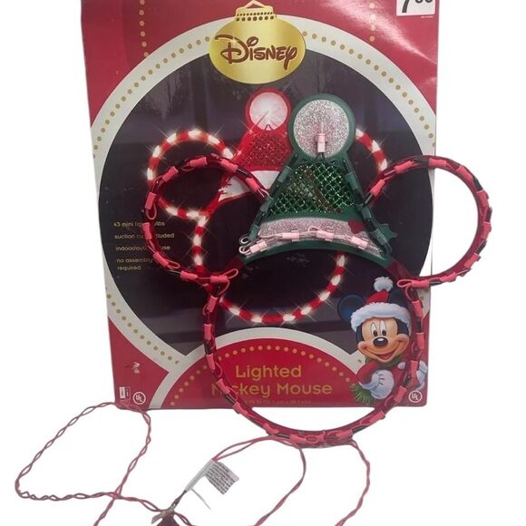 Rare Green/Red Lighted Mickey Mouse Disney Light Up Christmas Window Decor 2009 - Picture 1 of 16